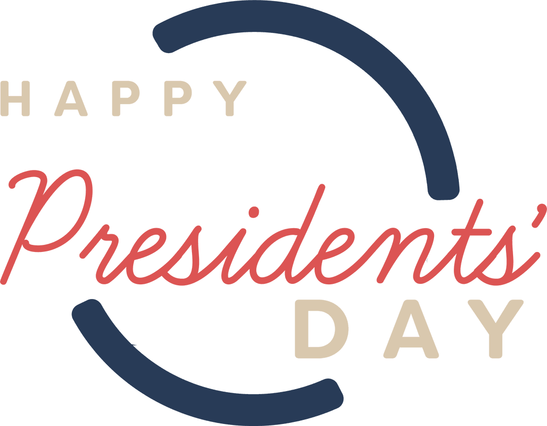 Happy Presidents' Day Text Design on Transparent Background for Celebration