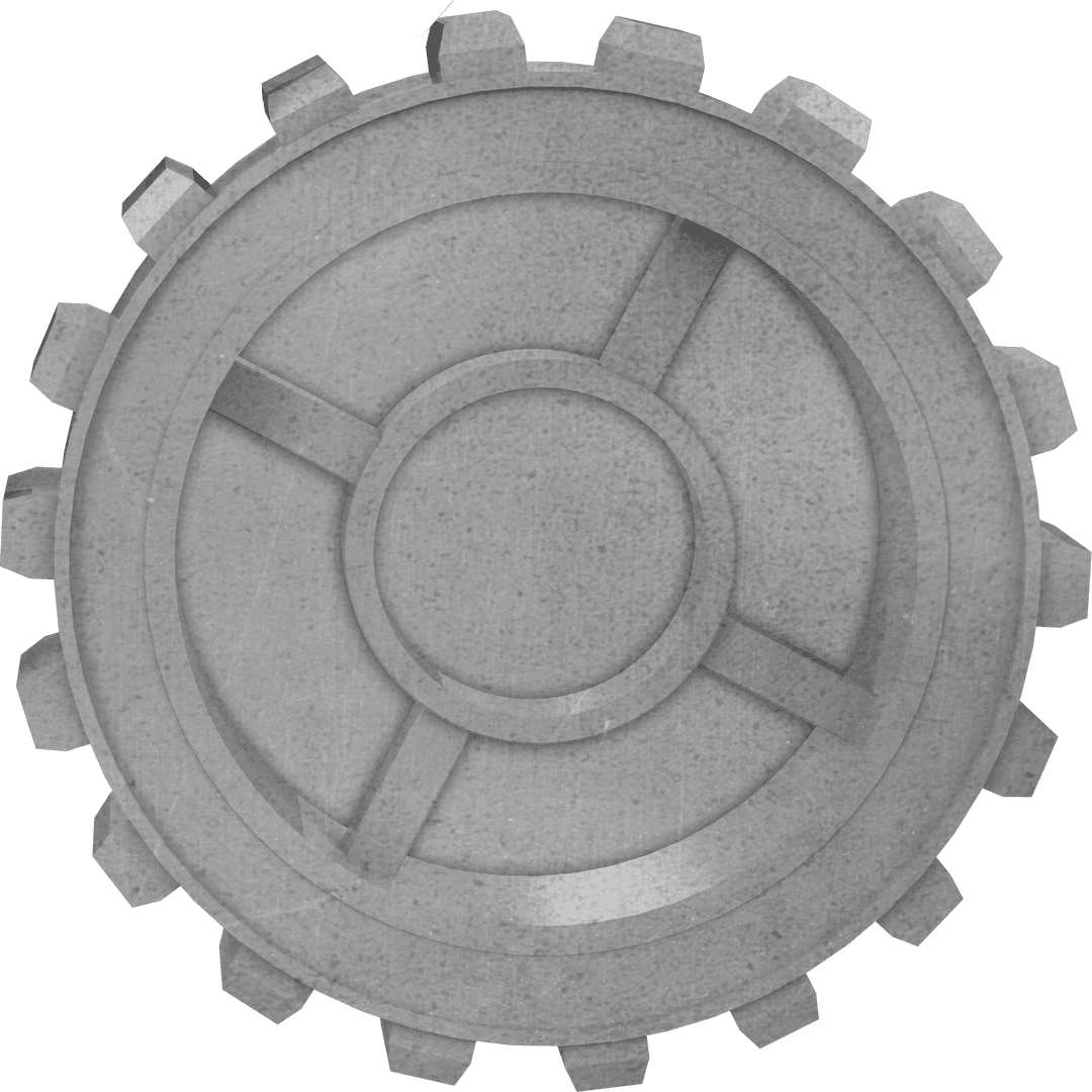Transparent Grey Mechanical Cog Illustration for Workflow Designs