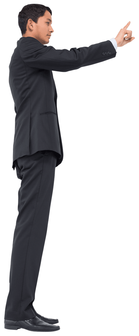 Biracial Businessman Pointing Gesture Transparent Background