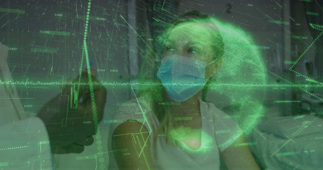 Patient Receiving Vaccine with Data Overlay Representing Health Technology