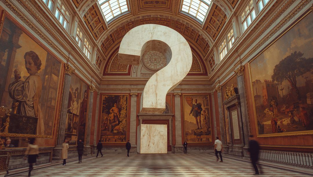 Gigantic Question Mark Sculpture in Grand Museum Hall