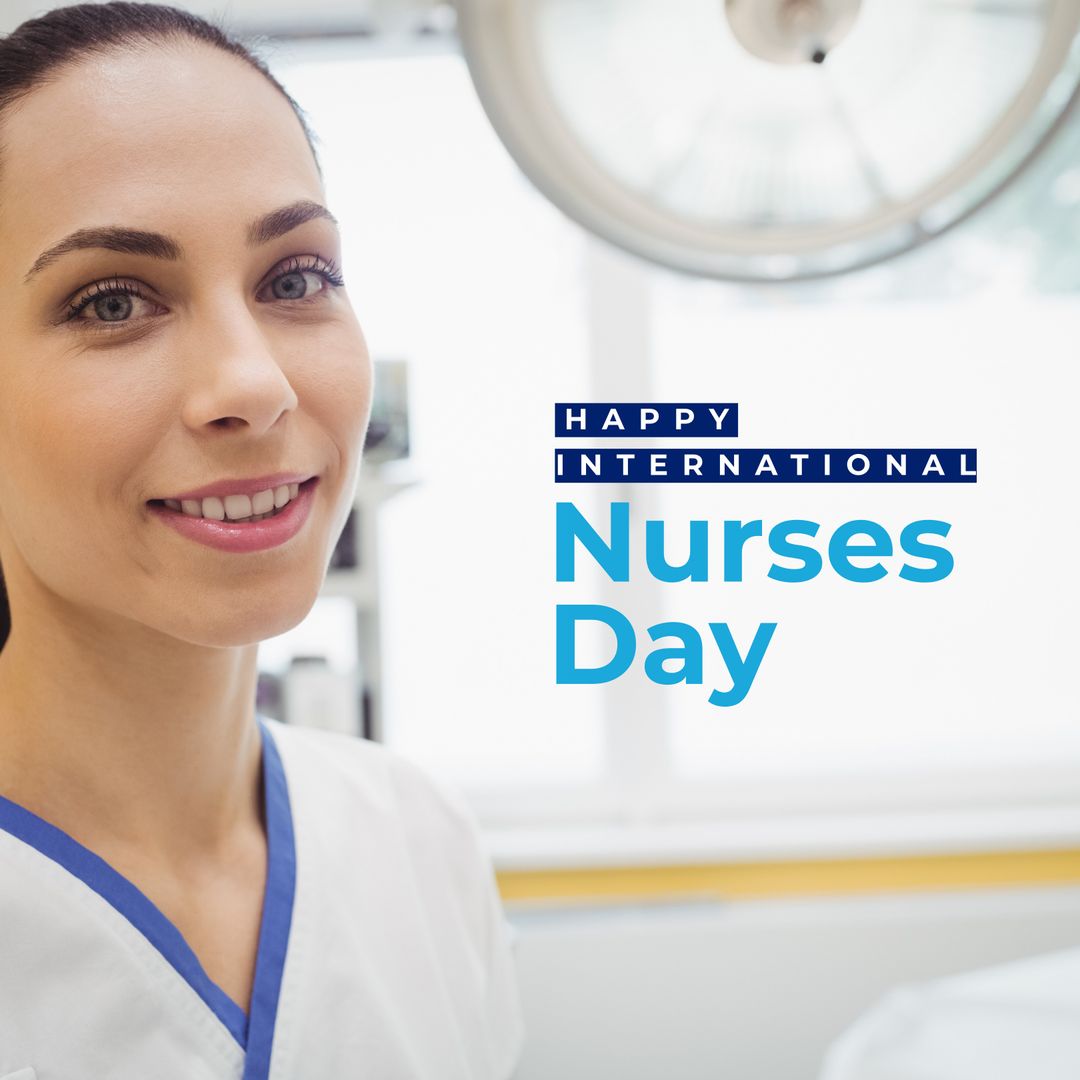 Happy International Nurses Day with Smiling Caucasian Female Nurse - Download Free Stock Templates Pikwizard.com