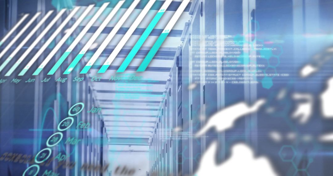 Data Processing and Global Connections in High-Tech Server Room