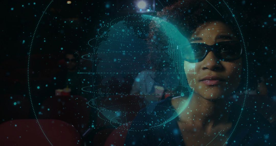 Woman Engaging in Virtual Reality World in Theater