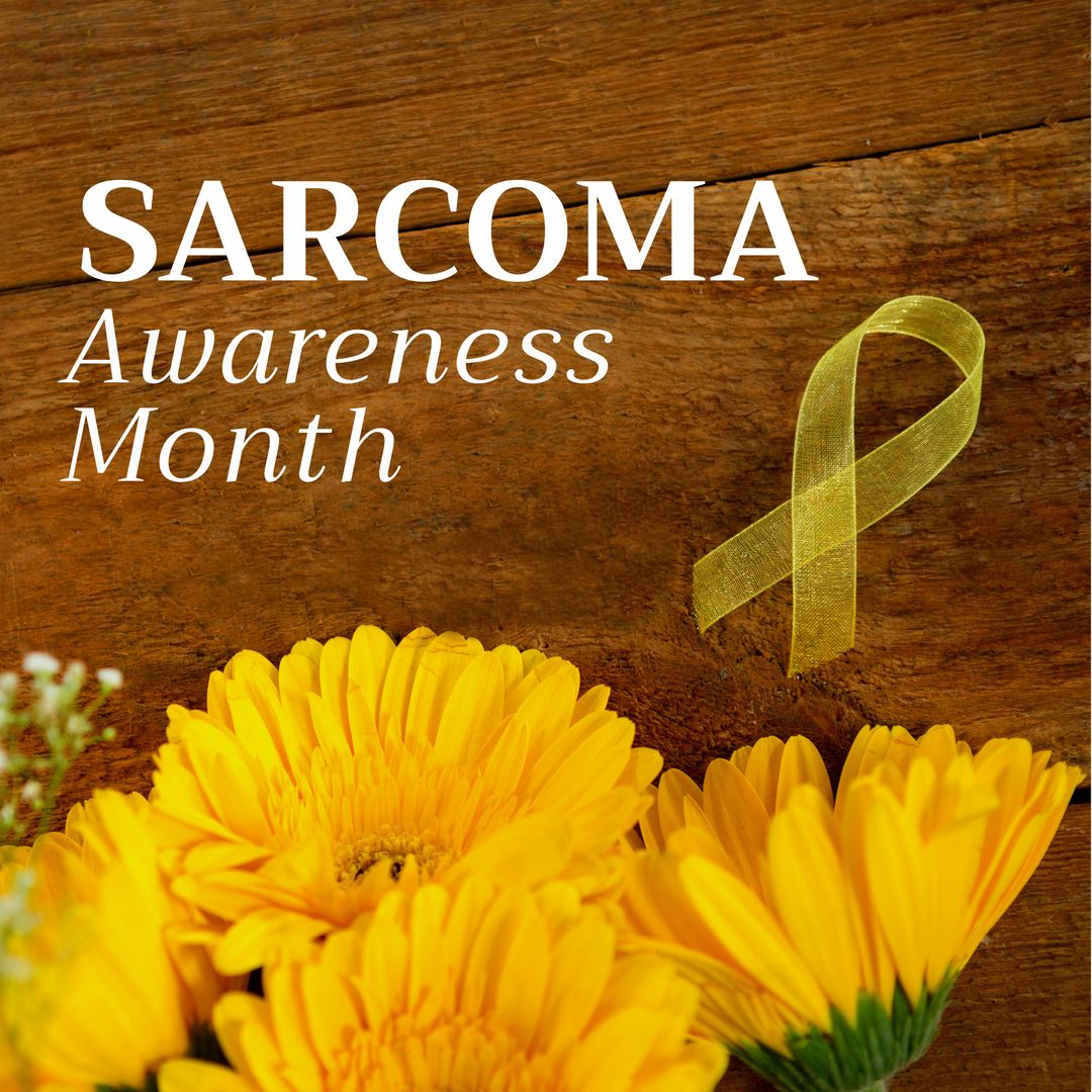 Sarcoma Awareness Month with Yellow Ribbon and Sunflowers