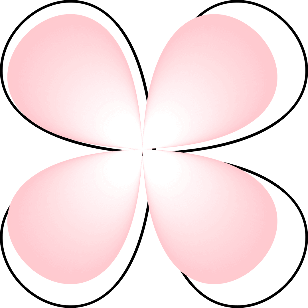 Minimalist Four-Petal Flower with Pink Gradient on Transparent Canvas