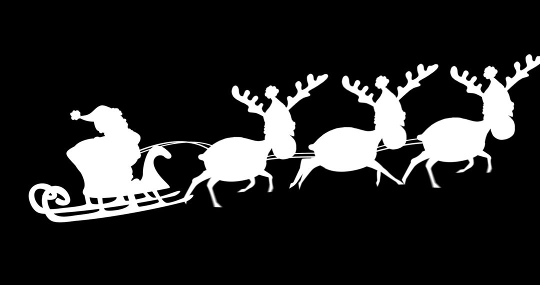 Santa Claus Silhouette with Reindeer Against Black Background - Free Images, Stock Photos and Pictures on Pikwizard.com