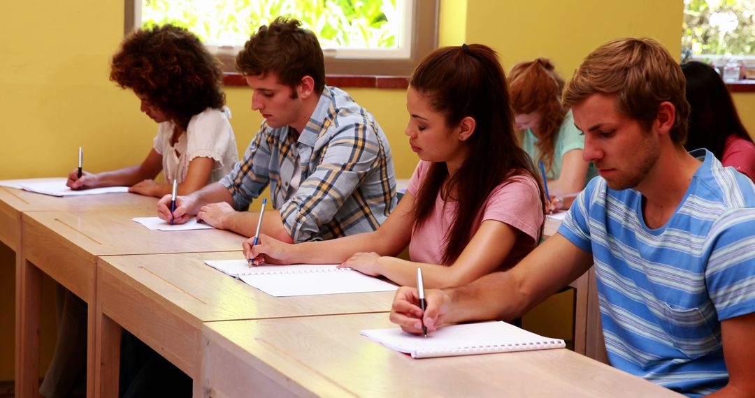 Diverse Students Concentrating While Studying in Classroom - Free Images, Stock Photos and Pictures on Pikwizard.com