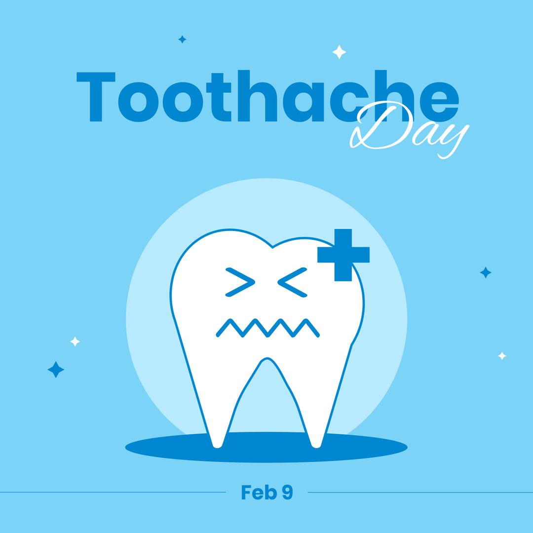 Cartoon Toothache Day Poster with Sad Tooth and Icons - Download Free Stock Templates Pikwizard.com