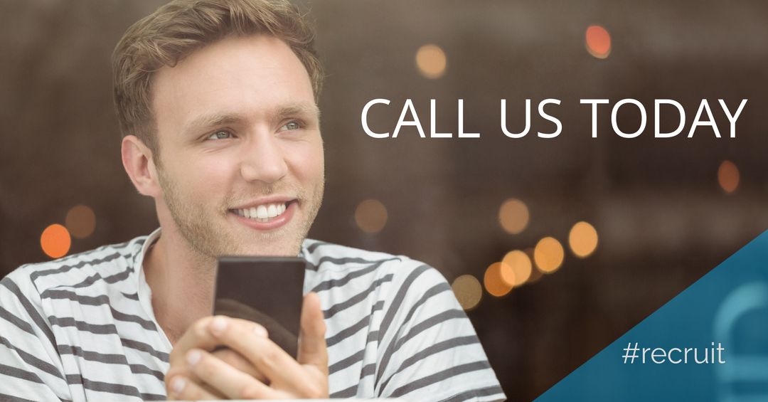 Smiling Man Contacting Recruitment Services