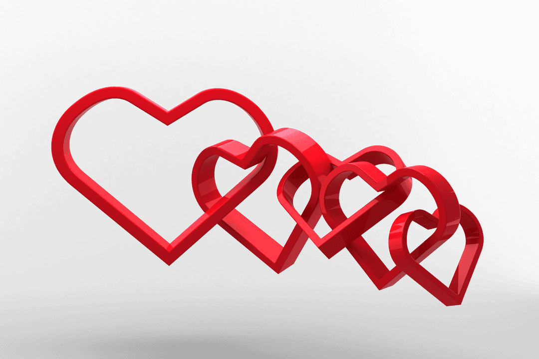 Digital Red Hearts Transparent Background Isolated Design