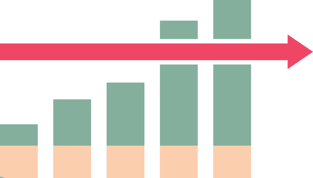 Transparent Bar Graph with Arrow Momentum Vector Illustration