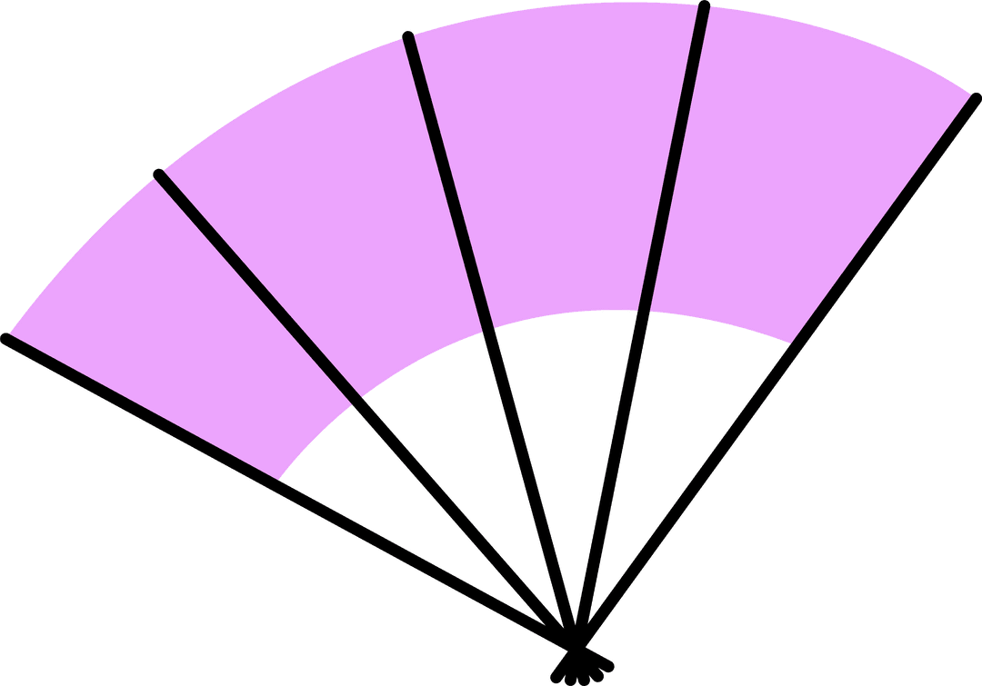 Purple Folding Fan with Black Ribs on Transparent Background