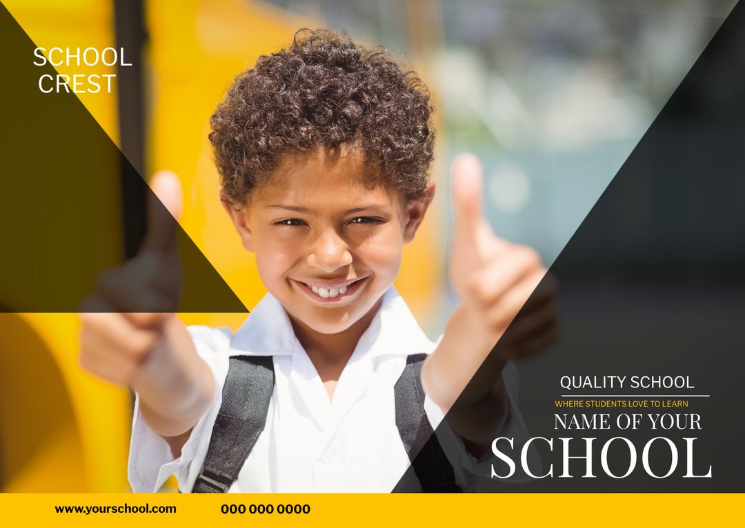 Cheerful Student Giving Thumbs-Up for School Promotion
