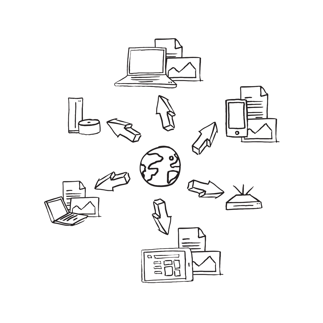 Global Connectivity of Digital Devices on Transparent Background