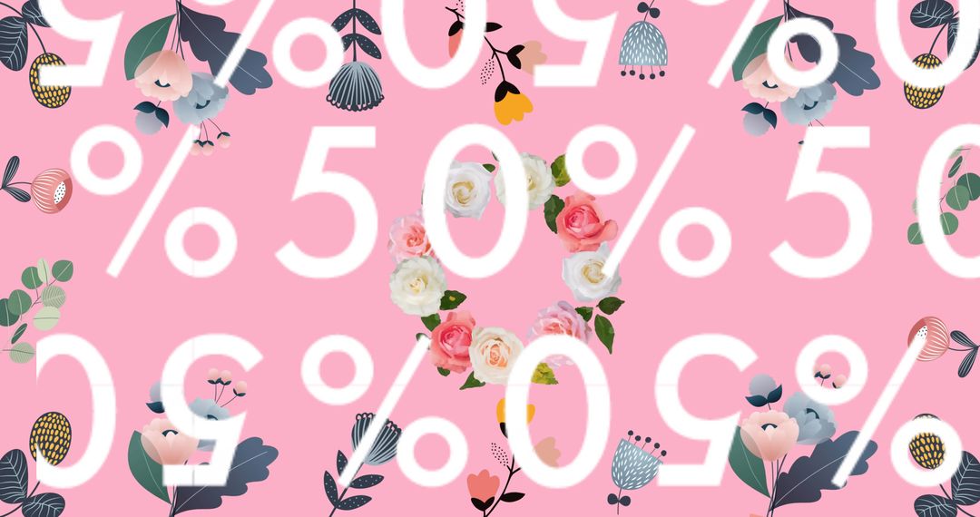 Floral Sales Background with Bold Percentage Overlay