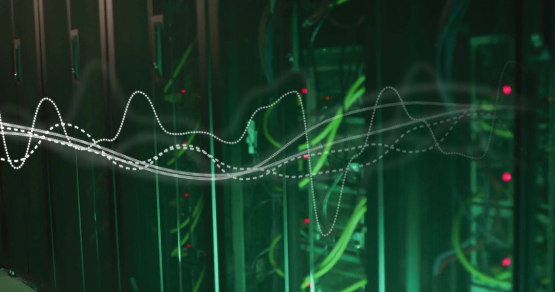 Digital data processing visualization in server room