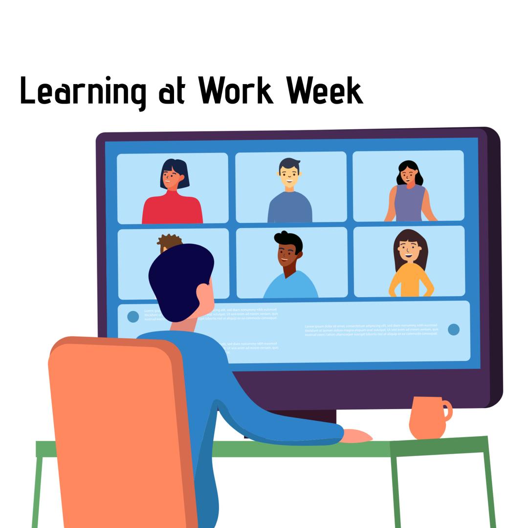 Virtual meeting image promotes Learning at Work Week for corporate training. from Pikwizard