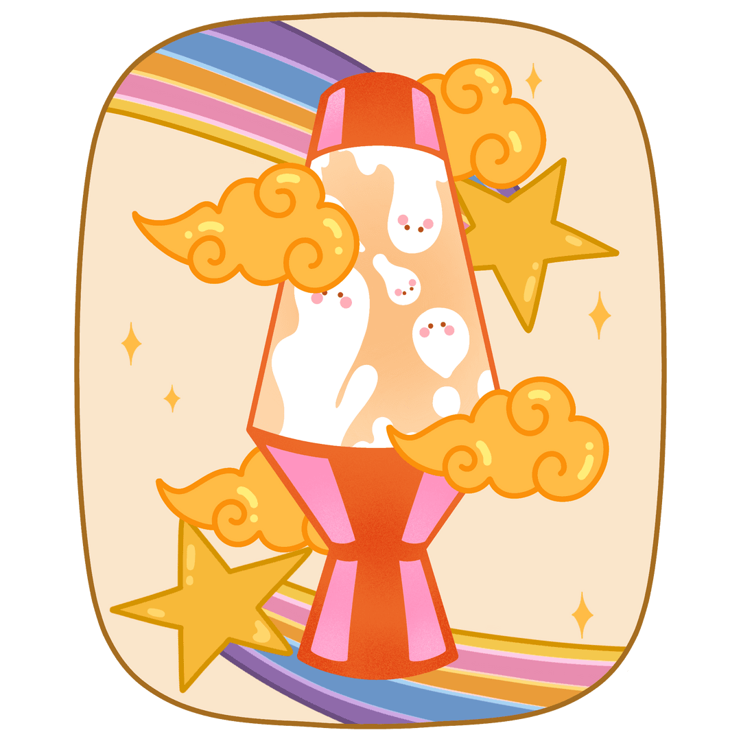 Retro Lava Lamp with Ghost Blobs and Stars on Transparent Background - Download Free Stock Images Pikwizard.com