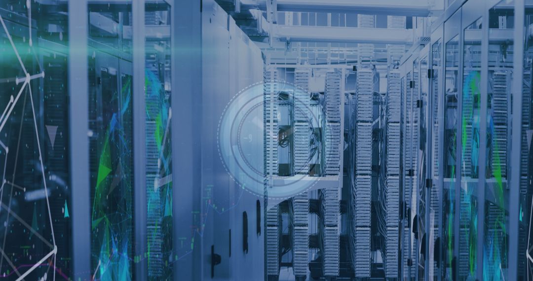 Futuristic Data Processing Technology in Modern Server Room