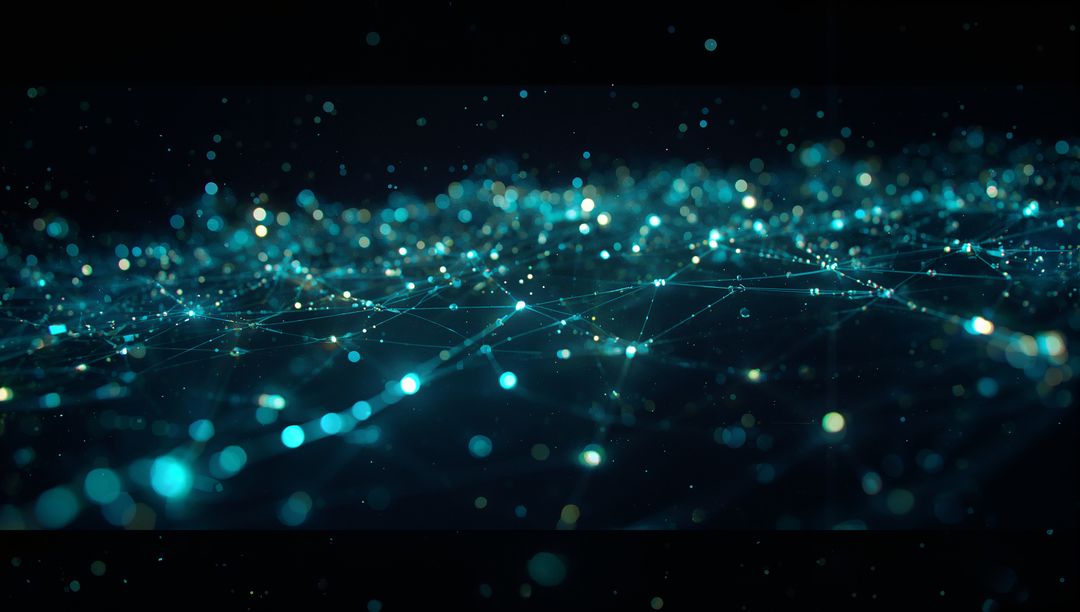 Futuristic Glowing Digital Network Visualization with Floating Particles