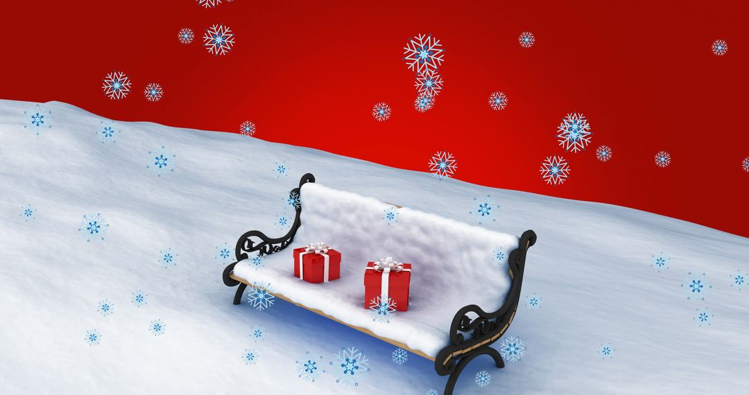 Snow-Covered Bench With Christmas Gifts - Free Images, Stock Photos and Pictures on Pikwizard.com