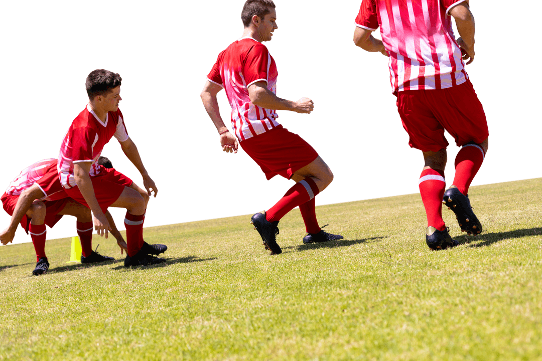 Transparent Background of Soccer Players in Motion on Field
