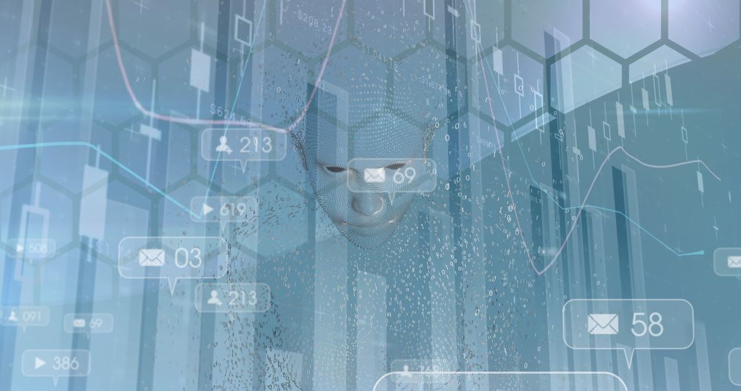 Futuristic Digital Face Analytic Data Visualization Interface