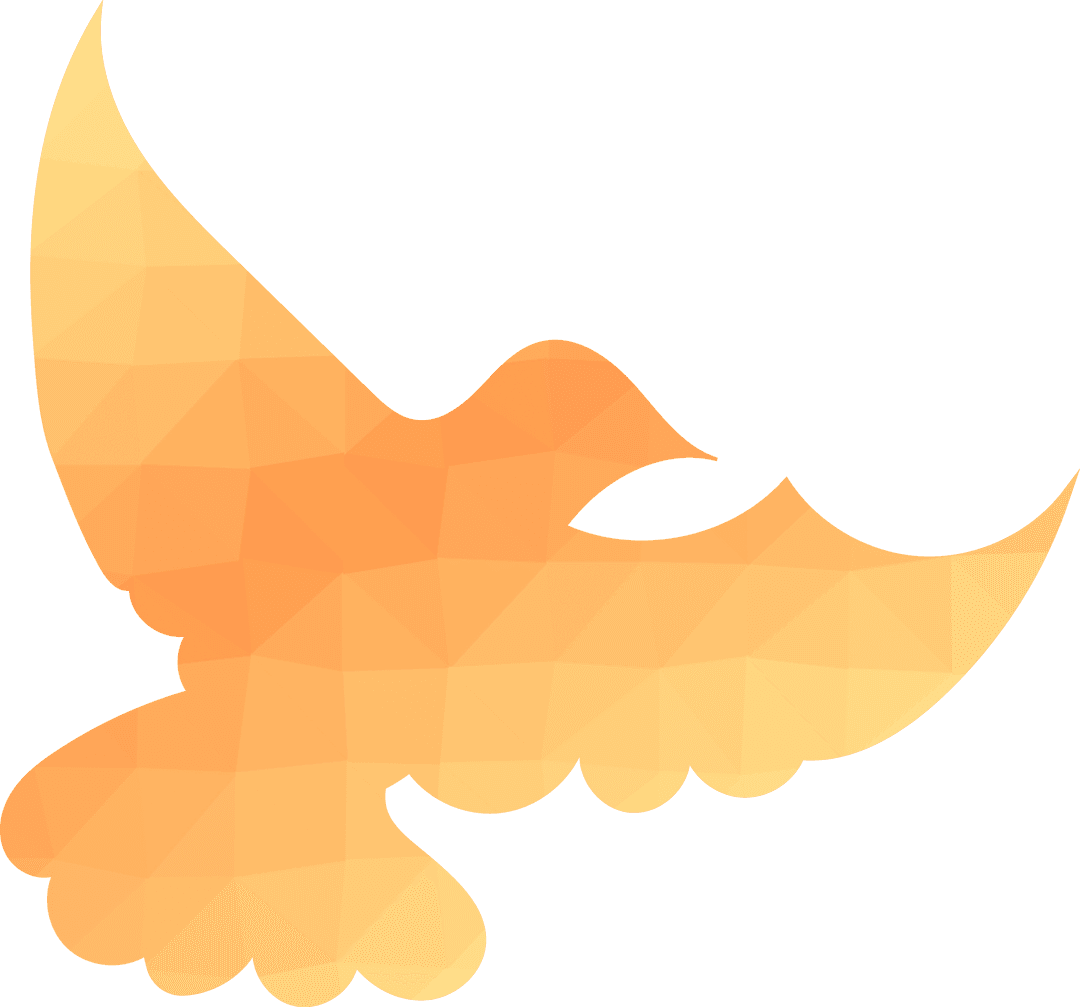 Transparent Geometric Orange Bird Silhouette in Flight