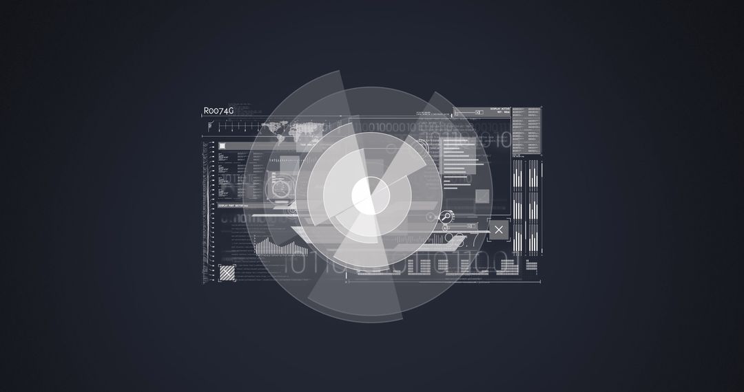 Futuristic Interface with Scopes and Binary Data Visualization