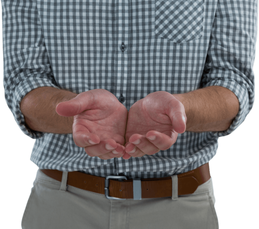 Man Holding Empty Hands Transparent Background Gesture - Download Free Stock Images Pikwizard.com