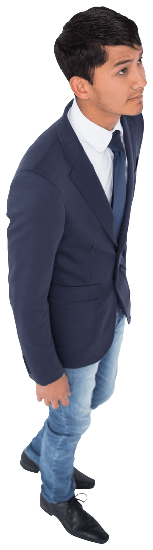 Transparent Standing Biracial Businessman on White Background