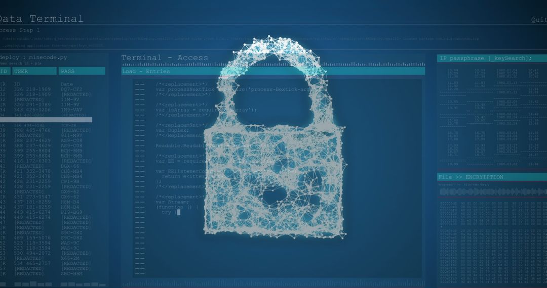 Digital Data Security with Padlock and Interface - Free Images, Stock Photos and Pictures on Pikwizard.com