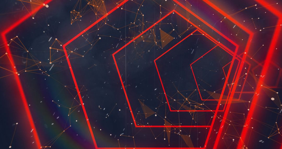 Abstract Red Neon Geometrical Network and Connections