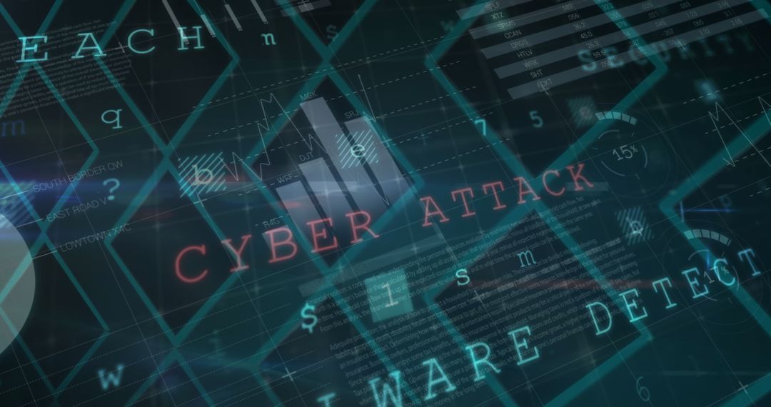 Digital Cyber Attack Warning Display on Abstract Background
