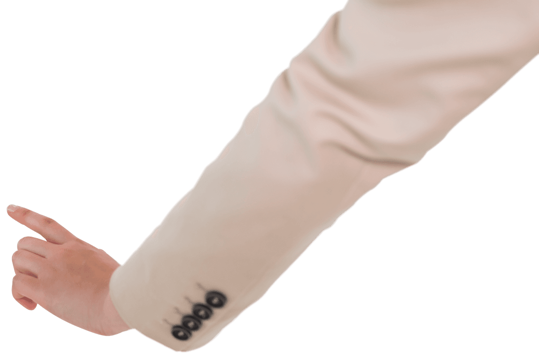 Asian Businesswoman Hand Touching Virtual Screen on Transparent Background