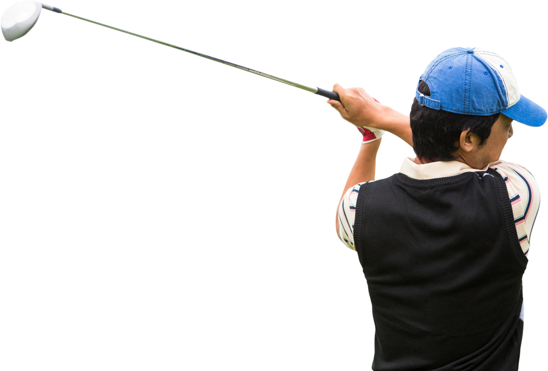 Asian Golfer Mid-Swing on Transparent Background, Sports and Competition - Download Free Stock Images Pikwizard.com