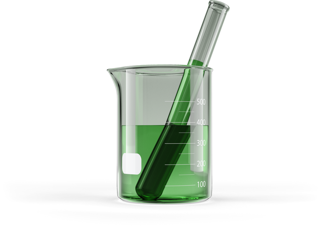 Transparent Beaker with Test Tube Filled with Green Chemical Solution - Download Free Stock Images Pikwizard.com