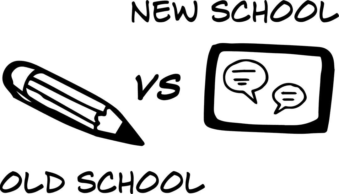 Transparent Graphic Symbolizing Transition from Traditional to Digital Education