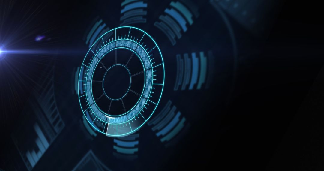 Futuristic Digital Interface with Glowing Blue Data Visualization