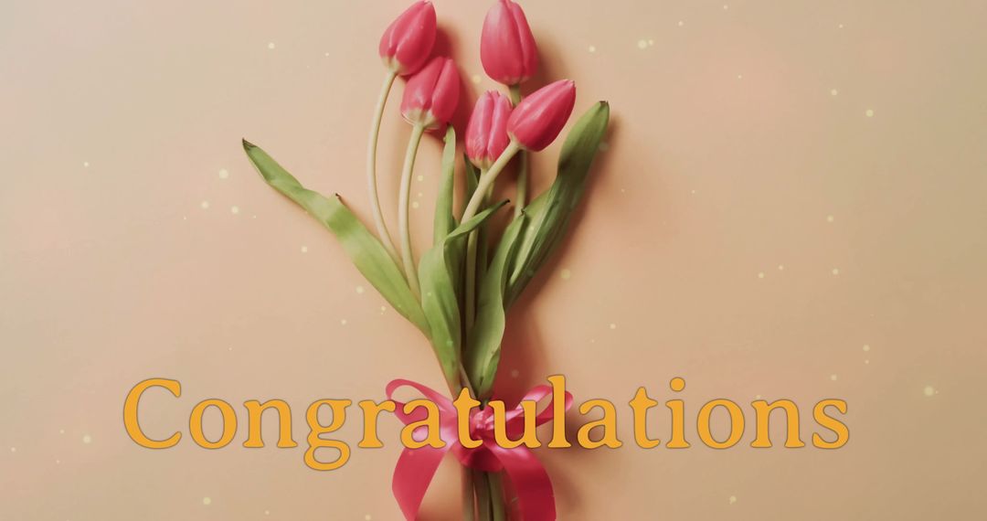 Congratulations Message with Elegant Bundle of Red Tulips