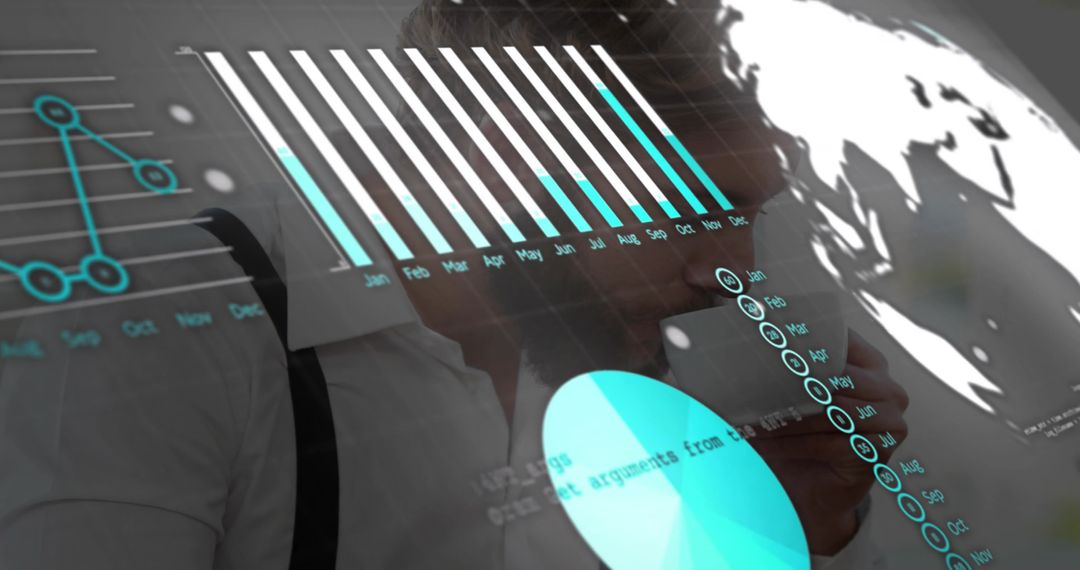 Businessman Analyzing Digital Data on a Futuristic Interface