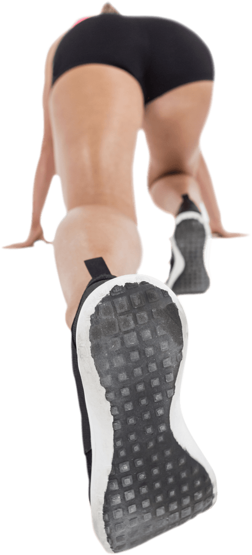 Transparent Background of Female Athlete in Sprinter Stance