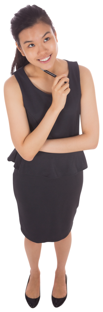 Smiling Asian Businesswoman with Pen on Transparent Background - Download Free Stock Images Pikwizard.com