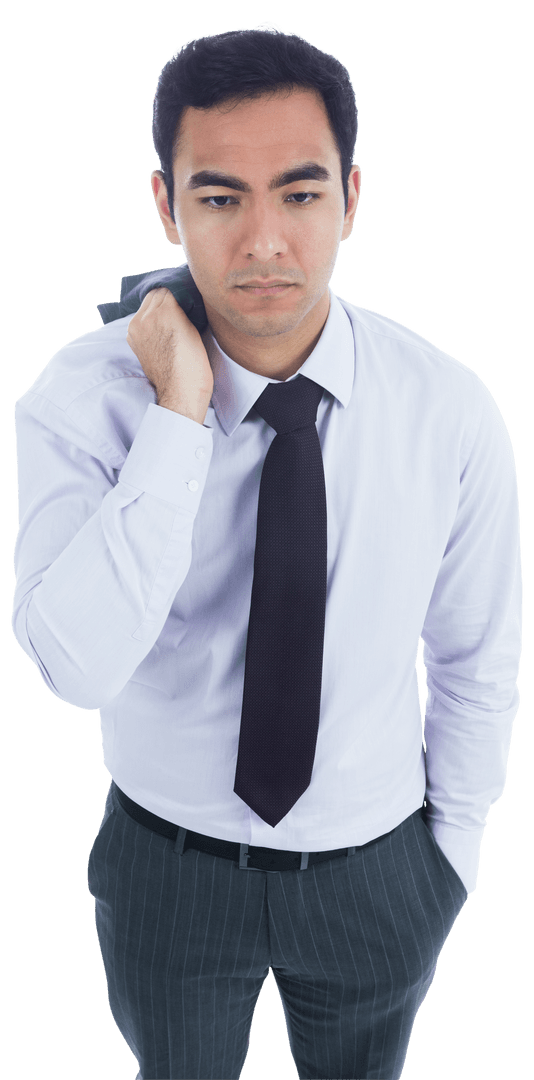 Confident Biracial Businessman on Transparent Background
