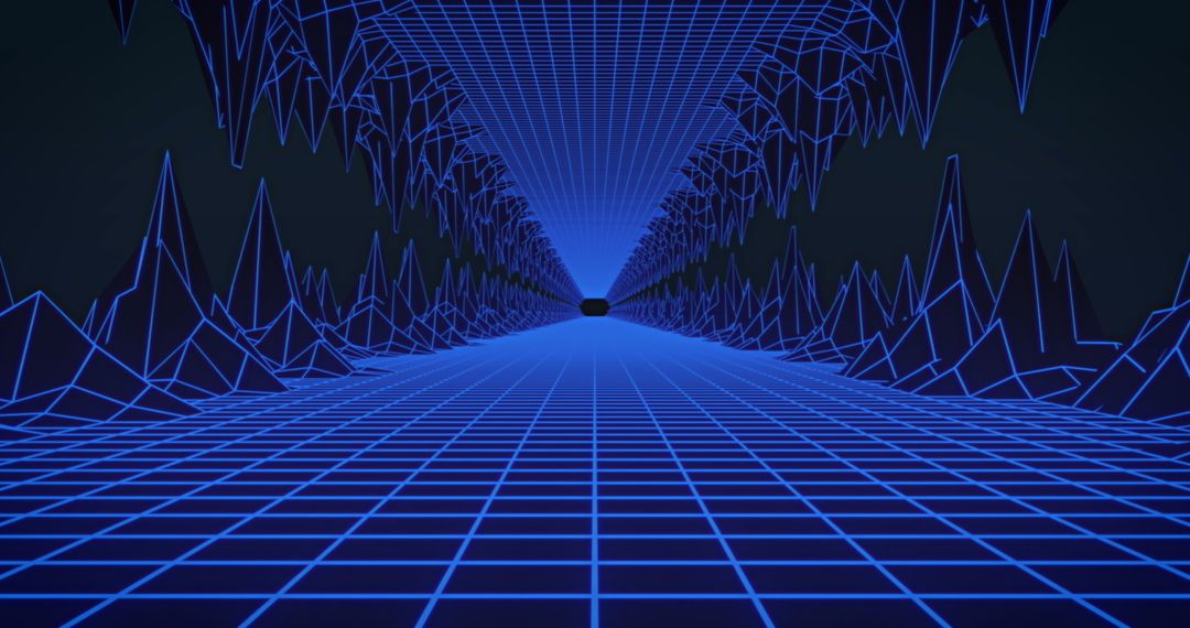 Futuristic Neon Data Grid Landscape