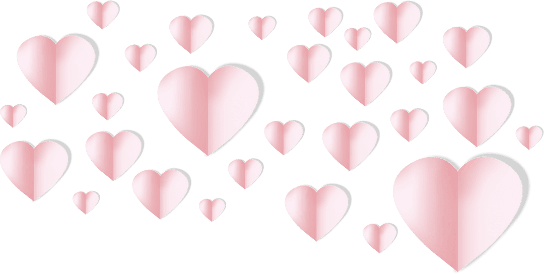 Pink Floating Hearts on Transparent Background Isolated Decoration