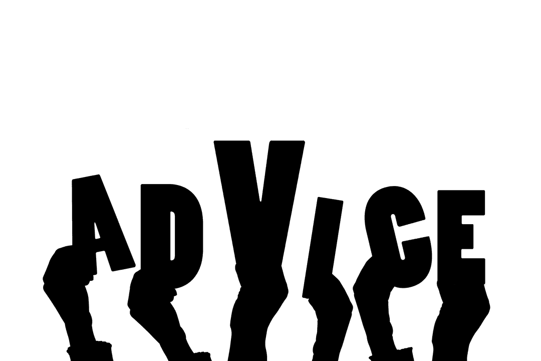 Transparent Illustration of Hands Offering Advice with Text