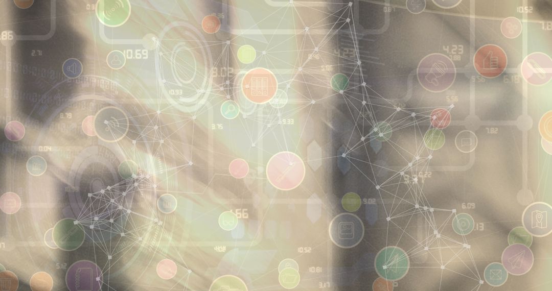Digital Network of Connections in a Blurred Background