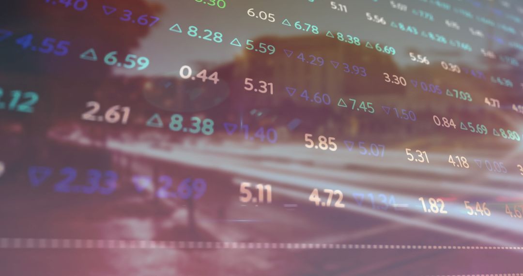 Futuristic Financial Data Overlay on Night City Street